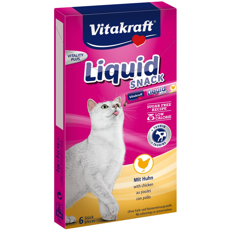 Vitakraft Golosinas Gatos Snack Líquido Pollo 6 X 15G