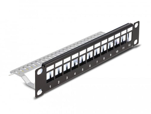 Delock Panel Connection Keystone 10 12 Ports With Alivio Voltage 1U Black — image 1