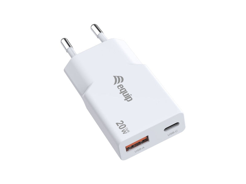 Equip Charger 2PORT USB-C PD 3.0 USB-A GaN Slim 20W White