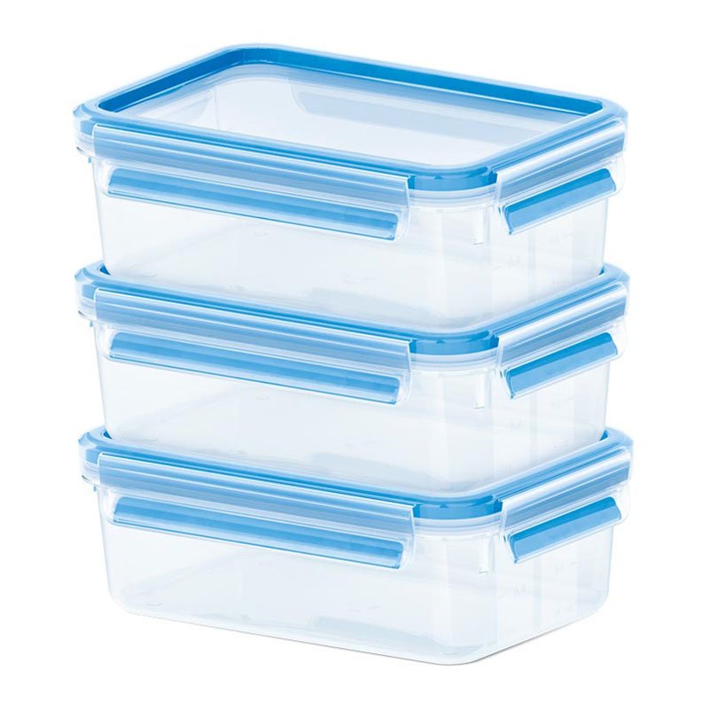 Emsa Food Clip & Close Transp./Blue 3P Pack 0,55L