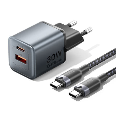 Vention Wall Charger - 30W - GaN - Cable 1M Included - USB-C - USB-A - Power Delivery 3.0 - Qualcomm 3.0 - — image 1