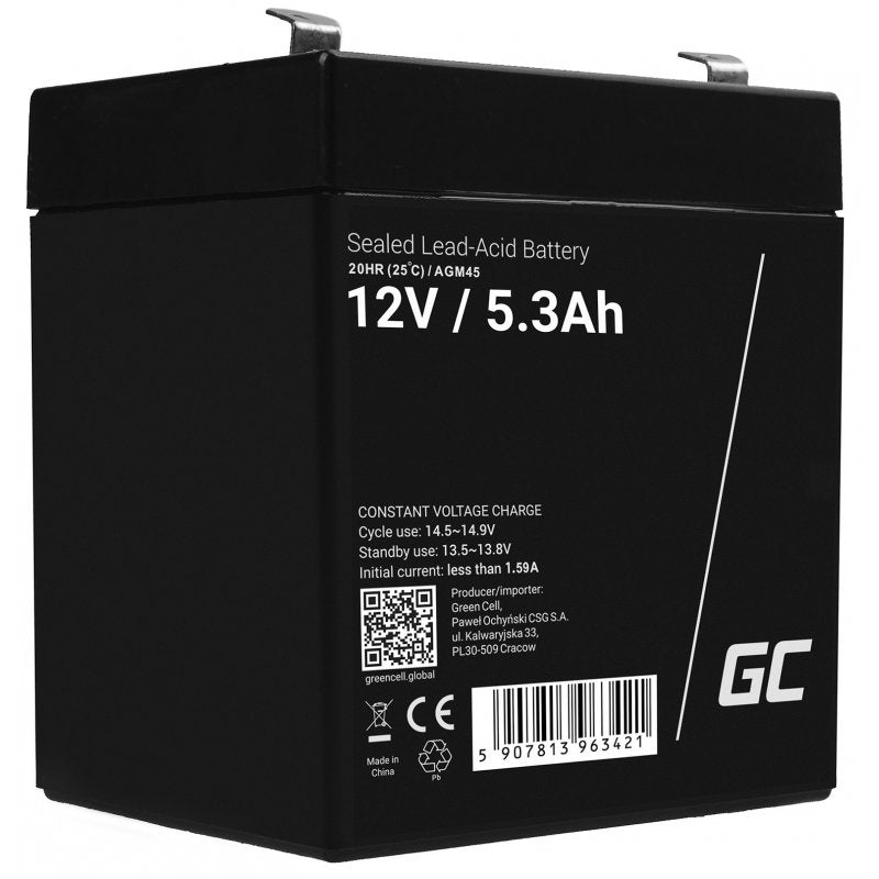 Greencell Battery Agm Vrla 12V 5.3AH