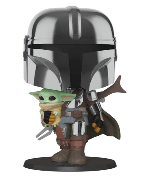 Funko Pop! Supersized - Mandaloriano Con Armadura Cromada Y Child 10/25CM - Star Wars: Mandaloriano