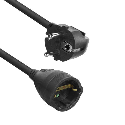 Powercord Extension Cable Schuko Cee 7 Male (angled) - Schuko Cee 7 Female Black 10M — image 1