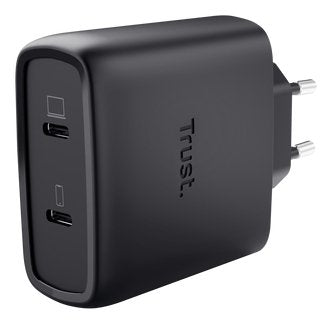 Trust Charger USB GaN Maxo 65W 2x USB-C Includes USB Cable -c 2M Colour Black — image 1
