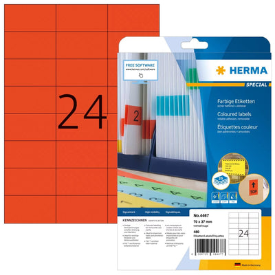 Herma Labels A4 Red 70X37 Mm Paper Matte 480 Units — image 1