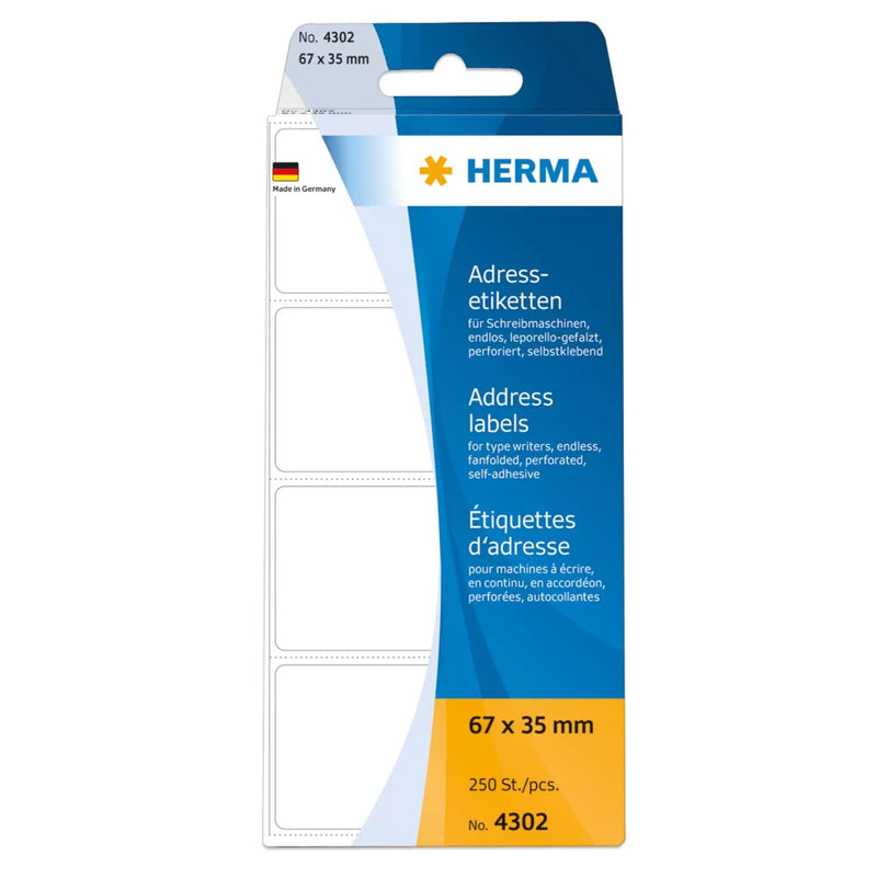 Herma Labels Without Fin Paper White 67X35 Mm Matte 250 Pieces