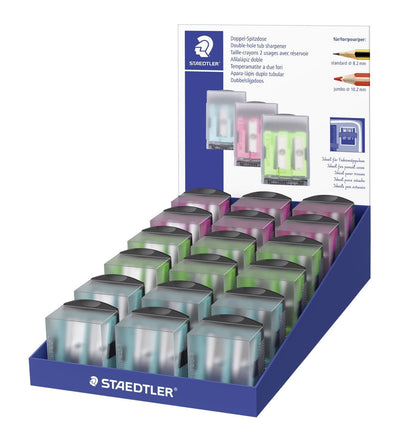Staedtler Expositor With 18 Sacapuntas Plastic - 2 Agujeros - Angulo Afilado 23° And 30° - Colours Surtidos — image 1