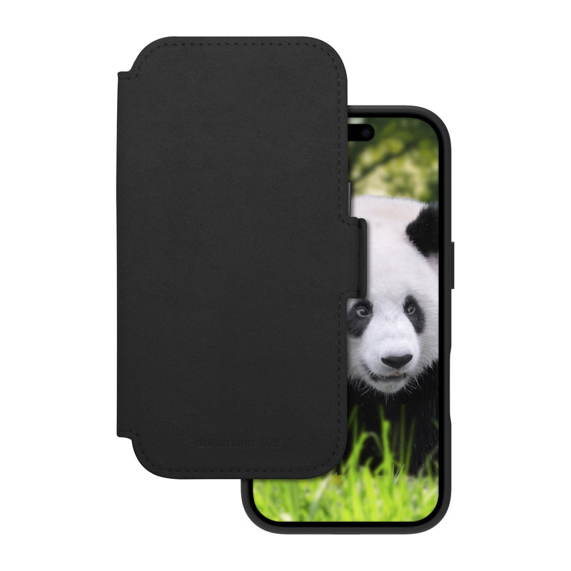 DBRAMANTE1928 Lynge Case With Cover Phone Mobile Phone Compatibilidad With Magsafe Leather Grano Entero Black