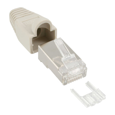 Inline Connector Crimpado RJ45 8P8C Blindado With Enhebrador + Protection Contra Dobleces Grey 10 Units — image 1