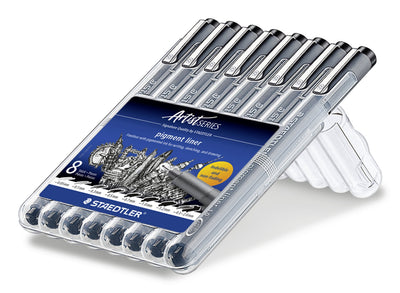 Staedtler Pigment Liner 308 Marker Punta Fina Black 8 Pieces — image 1