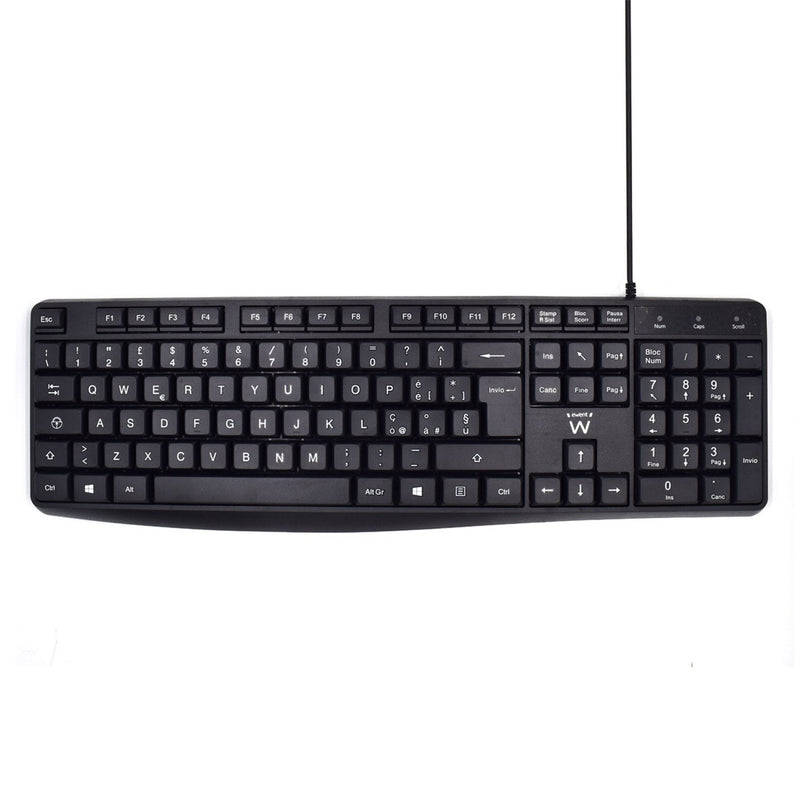 Ewent Keyboard With USB Cable - Disposicion Italiana QWERTY It - Cable 1.35M - Keys Low Perfil And Silenciosas