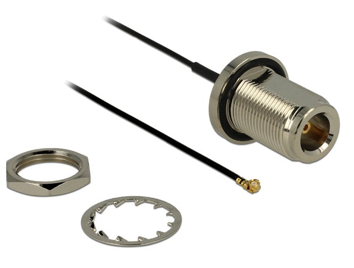 Delock 89430 Antenna Cable N Mampara Female a I-pex Inc., Mhf® I Male 1.37 13CM Longitud Hilo 22MM a Prueba Salp