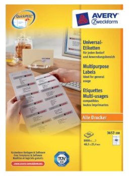 Avery Zweckform Labels 3657-200 White 48,5 X 25,4MM