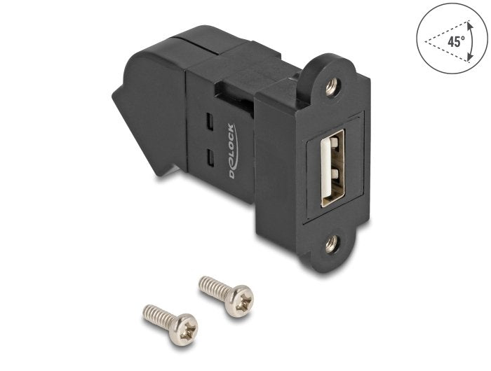 Delock Keystone Módulo USB 2.0 Type a Connector Female Recessed a Type a Connector Female 45° Angulado Black