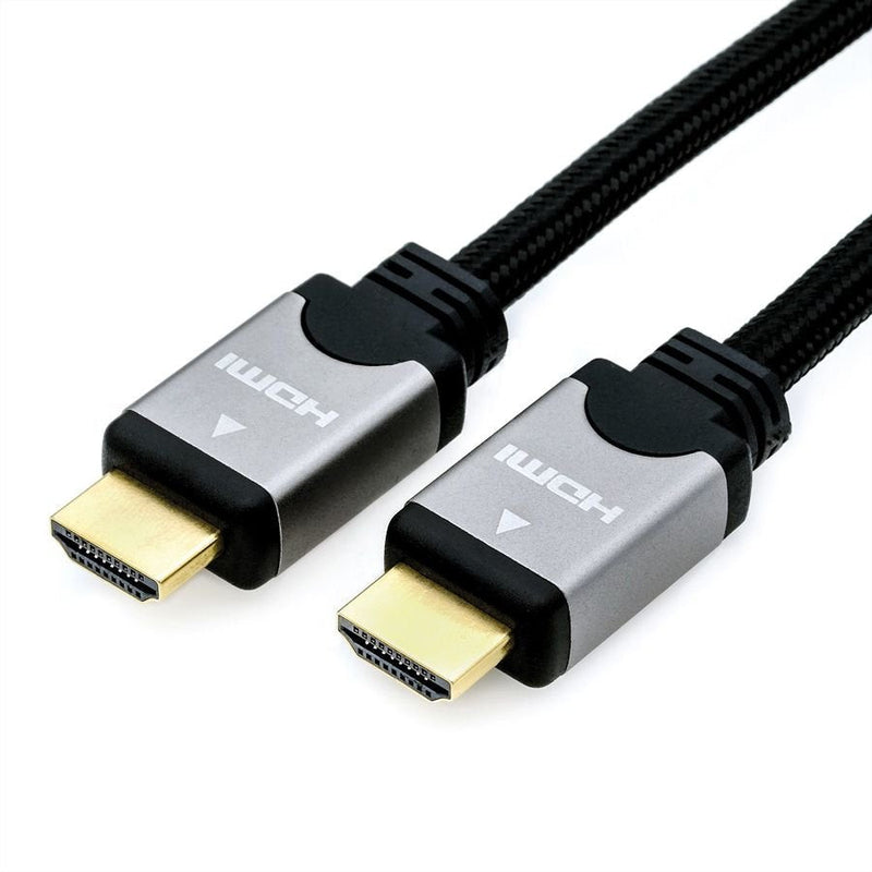 Roline HDMI High Speed Cable With Ethernet, St-st, Black Silver 1M