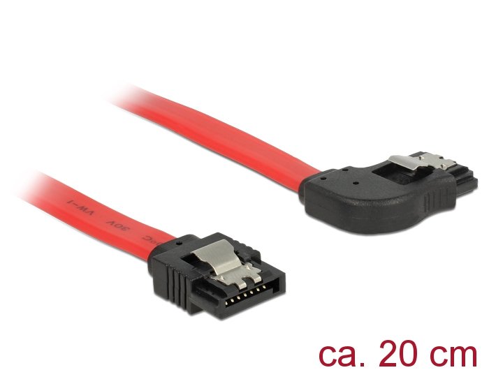 Delock SATA 6GB S Cable Gerade Auf Rechts Gewinkelt 20CM Red