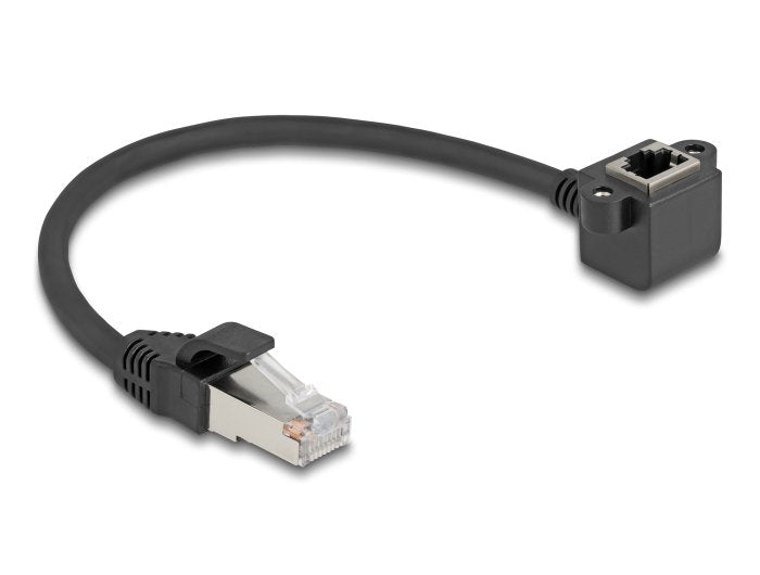Network Cable Alargador RJ45 Connector Male a RJ45 Connector Female 90° Angulado CAT.6 F UTP 0,25M Black