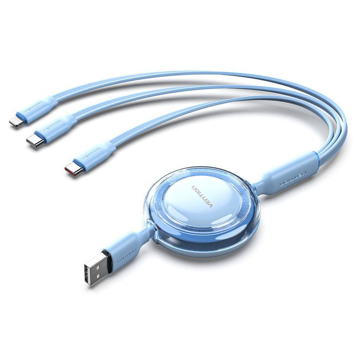 Vention USB Cable Type-c 2.0 5A Trjsbe USB Type-c Male 3x USB Type-c Male Up To 100W 480Mbps 1.1M Blue