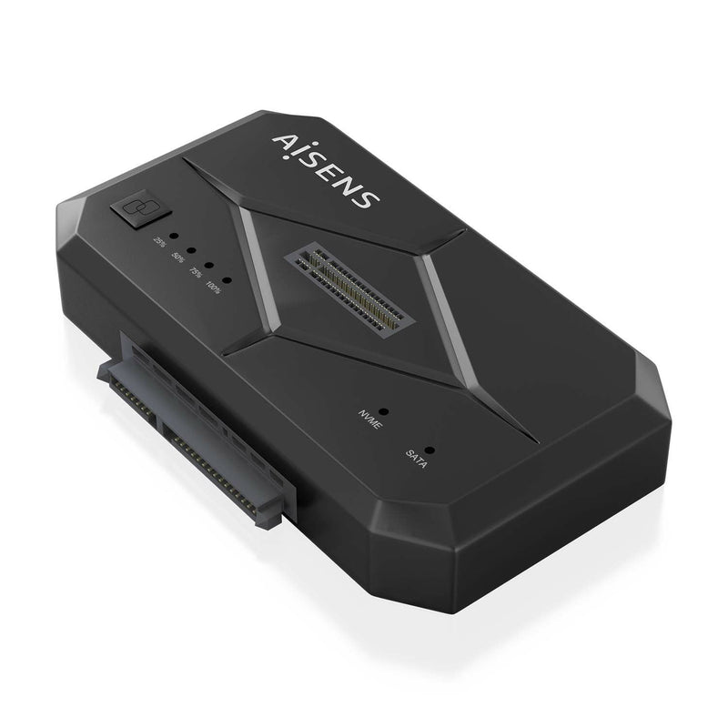Aisens Estacion Docking ASDS-M2SATA04B SATA 2.5/3.5, M.2 NVMe a USB 3.0/3.1 GEN1, Clone, Black