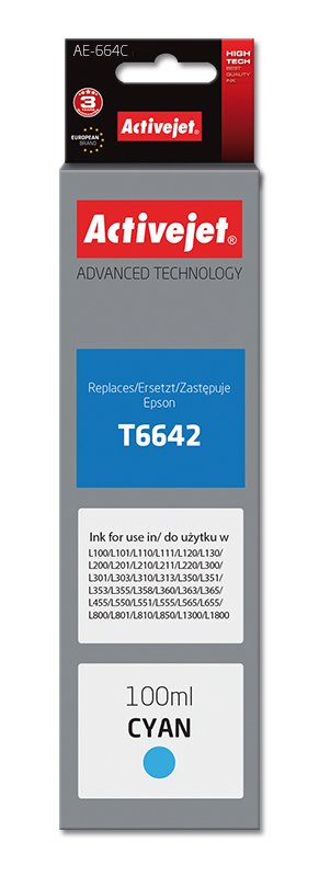 Activejet Ink AE-664C (reemplazo Epson T6642 - Supreme - 100ML - Cyan