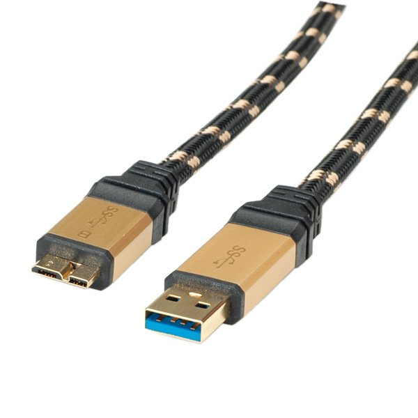 Roline Cable 11.02.8878 USB 3.2 Gen 1 (3.1 Gen 1) 0,8M USB a Micro-usb B Black Oro