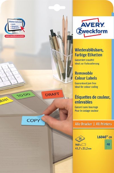 Avery Zweckform Labels L6040-20 Green 45,7 X 21,2MM