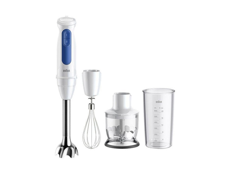 Braun Blender Mano Multiquick 3 MQ30202M Blanco/Azul 900 Watts Con Chopper Y Batidor 0X22111538