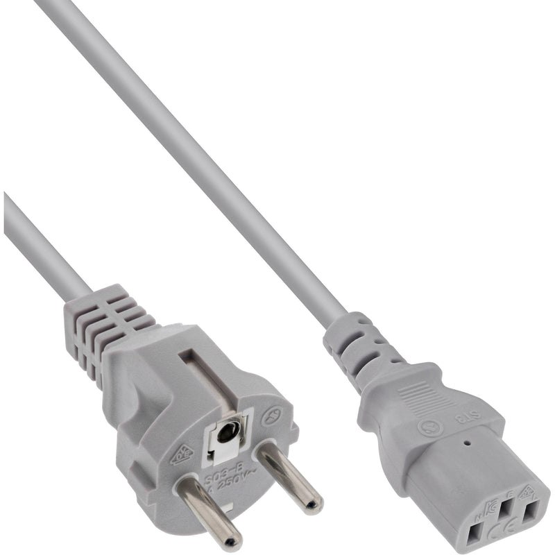 Inline Cable Power , Type F Recto a Connector Iec, 3,0M, Grey