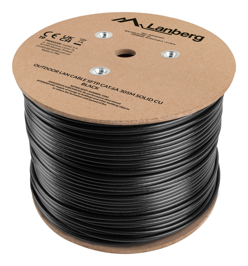 Cable LAN SFTP KAT.6A 305M Drut Outdoor Cu Fluke Passed Czarny