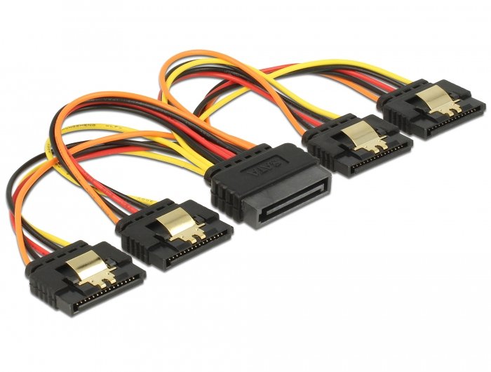 Delock Cable SATA Male Power 15 Patillas With Función Bloqueo SATA 15 Pines Power Female 4 X Directo