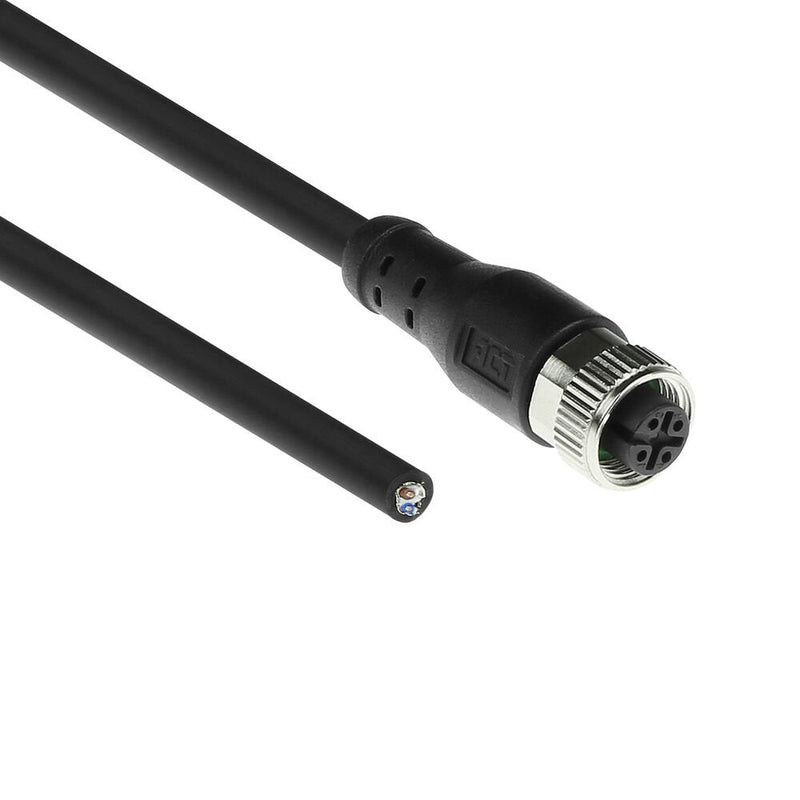Industrial 3.00 Meters Sensor Cable M12A 4-PIN Female To Open End Superflex Xtreme Tpe Cable Shielded