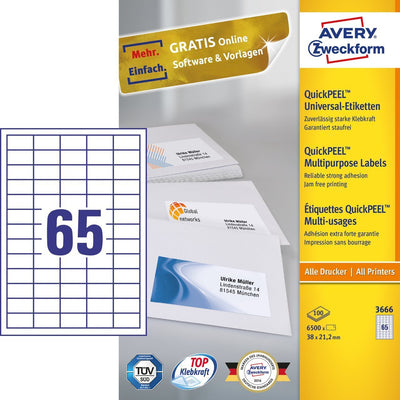Avery 3666 Label Self-adhesive Rectángulo Permanente White 6500 Pieces — image 1