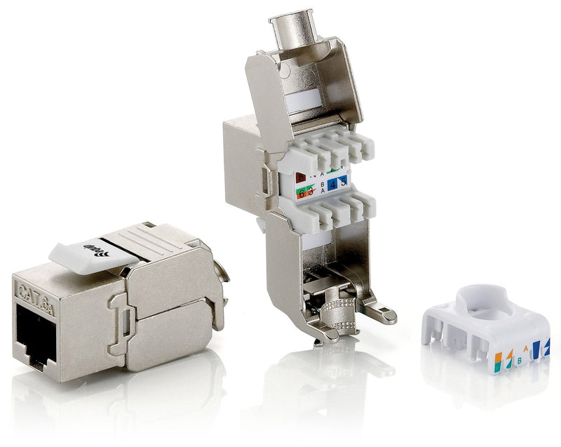 Kit 8 Units Connector Female RJ45 SFTP CAT.6A Keystone Tool Free