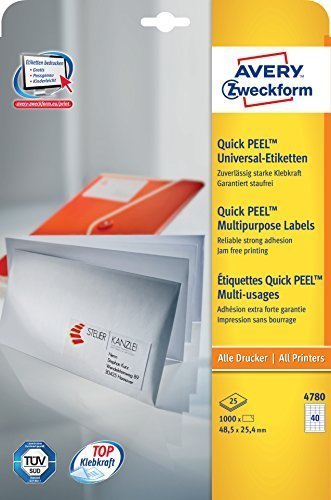 Avery Zweckform Labels 4780 White 48,5 X 25,4MM - 1.200 Units — image 1