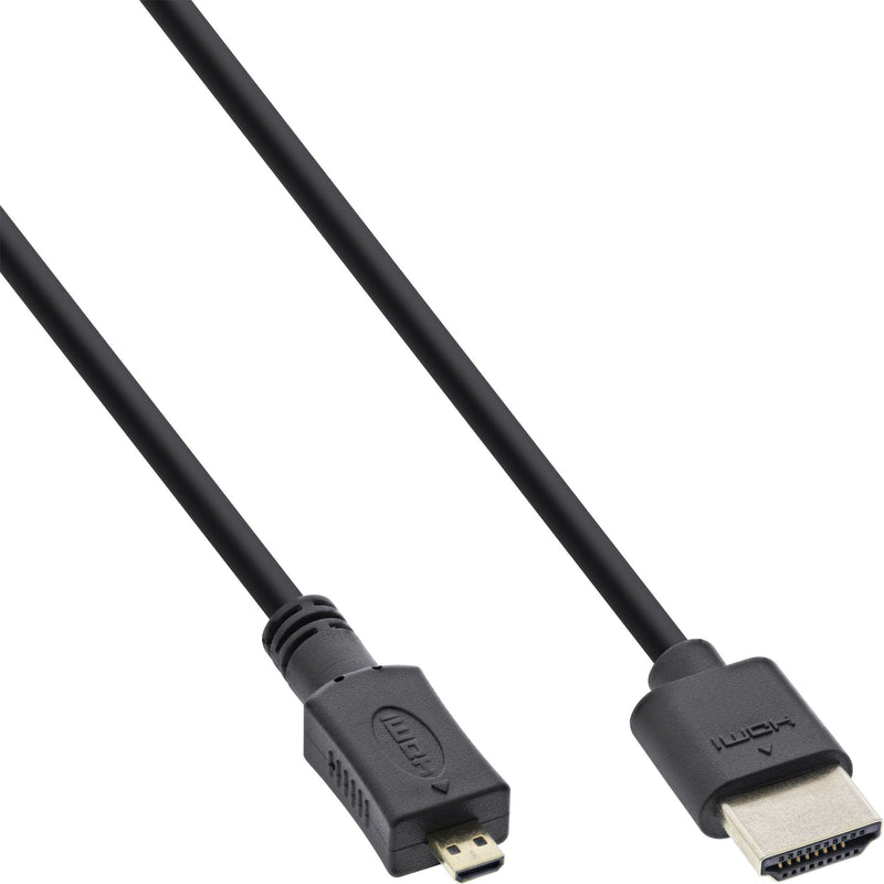 Inline HDMI Cable With Ethernet Type a D Male Súper Slim Black / Gold 1M