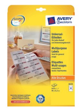Avery Zweckform Labels 6121 White 38,0 X 21,2MM — image 1