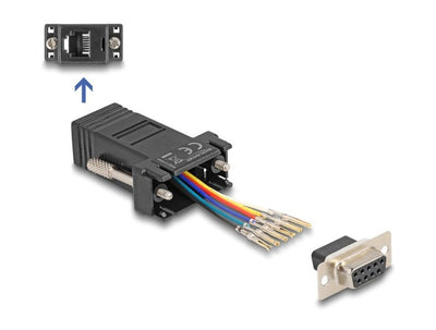 Delock D-sub 9 Pin Connector Female a RJ12 Connector Female Kit Assembly Black — image 1