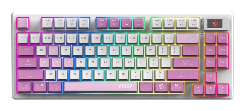 MSI Keyboard English Forge GK600 Tkl Wireless Violet USB + Bluetooth QWERTY Pink Violet White
