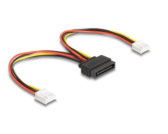 Delock Cable Power Adapter SATA 15 Pines Male 2X Disquete 4 Pines Female 15CM 66611