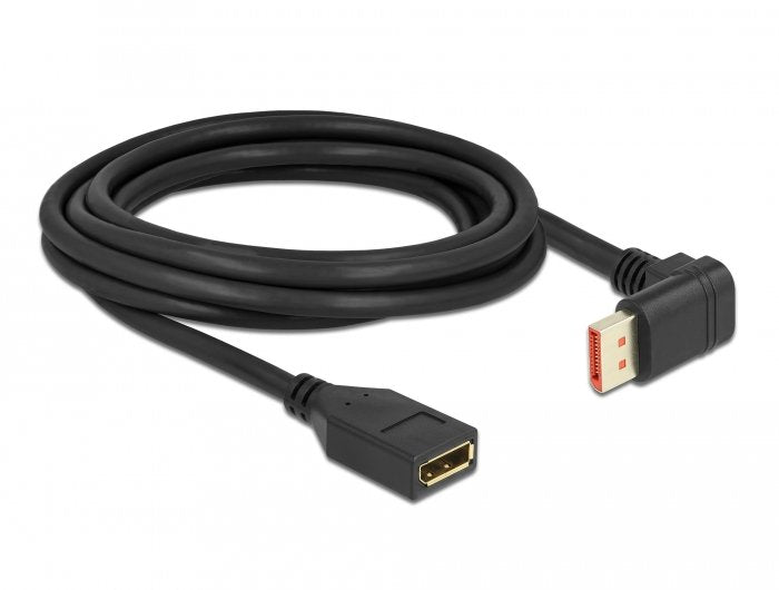 Delock DisplayPort Verlängerungscable Plug 90° Unten Gewinkelt Zu Buchse 8K 60 HZ 3M