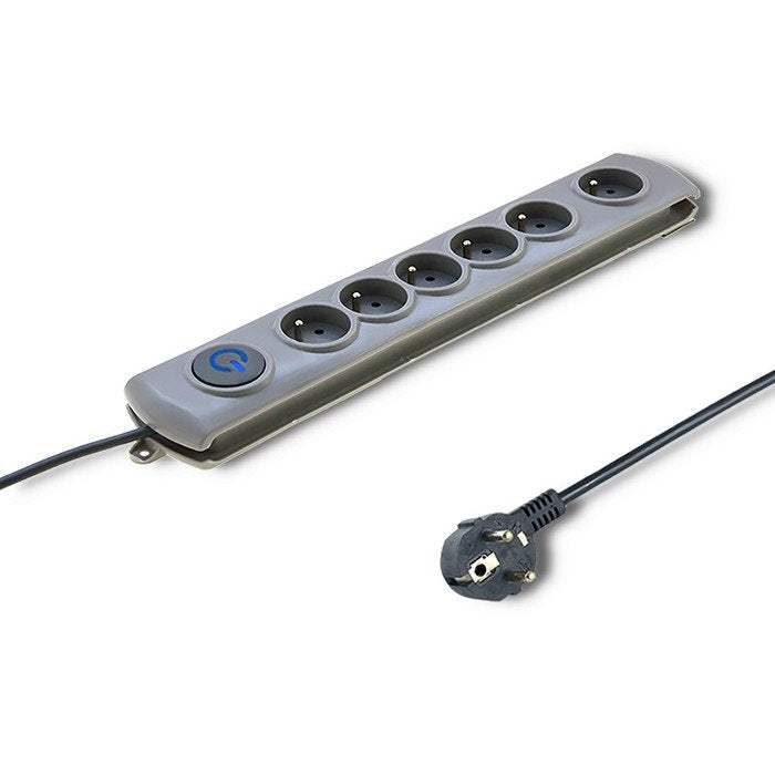 Qoltec Power Strip 50165 Limitador Voltage Grey 6 Salidas AC 230V 1,8M