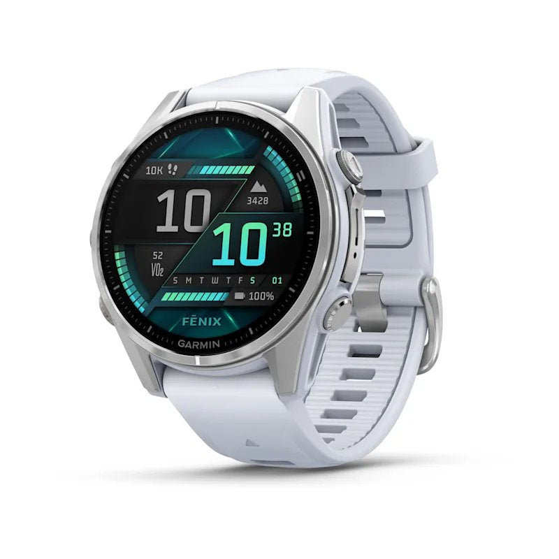 Garmin Fenix 8 Whitestone Smartwatch 43MM Amoled Silver With Strap Silicone White