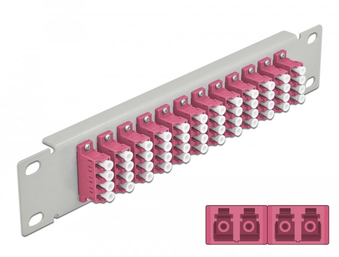 Delock 66800 Panel Connection Fibre Optic 10 12 Ports Lc Quad Violet 1U Grey