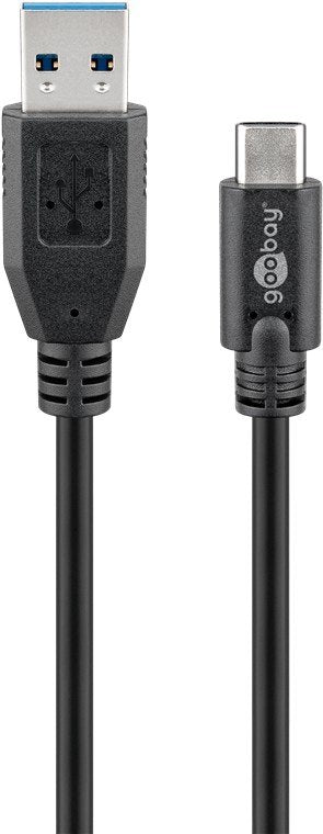 Goobay USB 3.0, 0.5M USB Cable 0,5M 3.2 Gen 1 (3.1 Gen 1) USB a USB C Black — image 1
