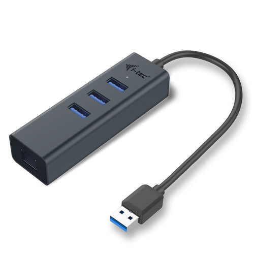 I-tec USB 3.0 Hub Metallic 3 Ports With Adapter Gigabit Ethernet 1x USB 3.0A RJ-45 3X Port USB 3.0 LED — image 1
