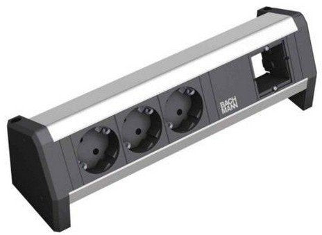 Bachmann 3X Schuko 1X GST18 Base Múltiple 3 Salidas AC Black Silver