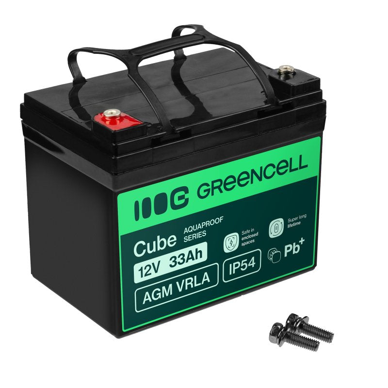 Green Cell Battery Mantenimiento Libre Cube Agm Vrla IP54 12V 33AH Cortacéspedes, Scooters, Barcos And Chairs