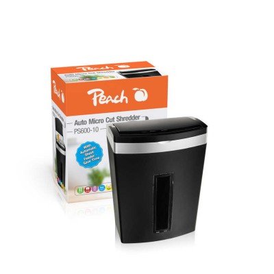 Peach Paper Shredder Documentos Auto Micro Cut Shredder PS600-10 Black/Silver PS600-10 — image 1