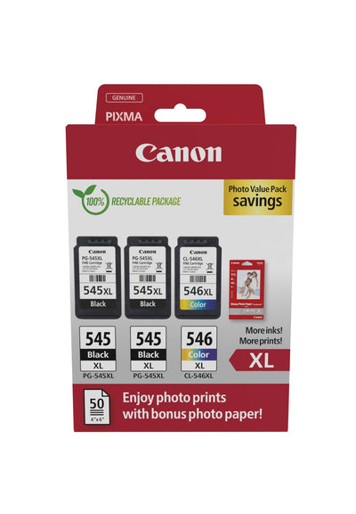 Canon PG-545XL/CL-546XL Multipack 3 Cartridges Ink Originales + 50 Hojas Paper Fotografico - 8286B015 — image 1